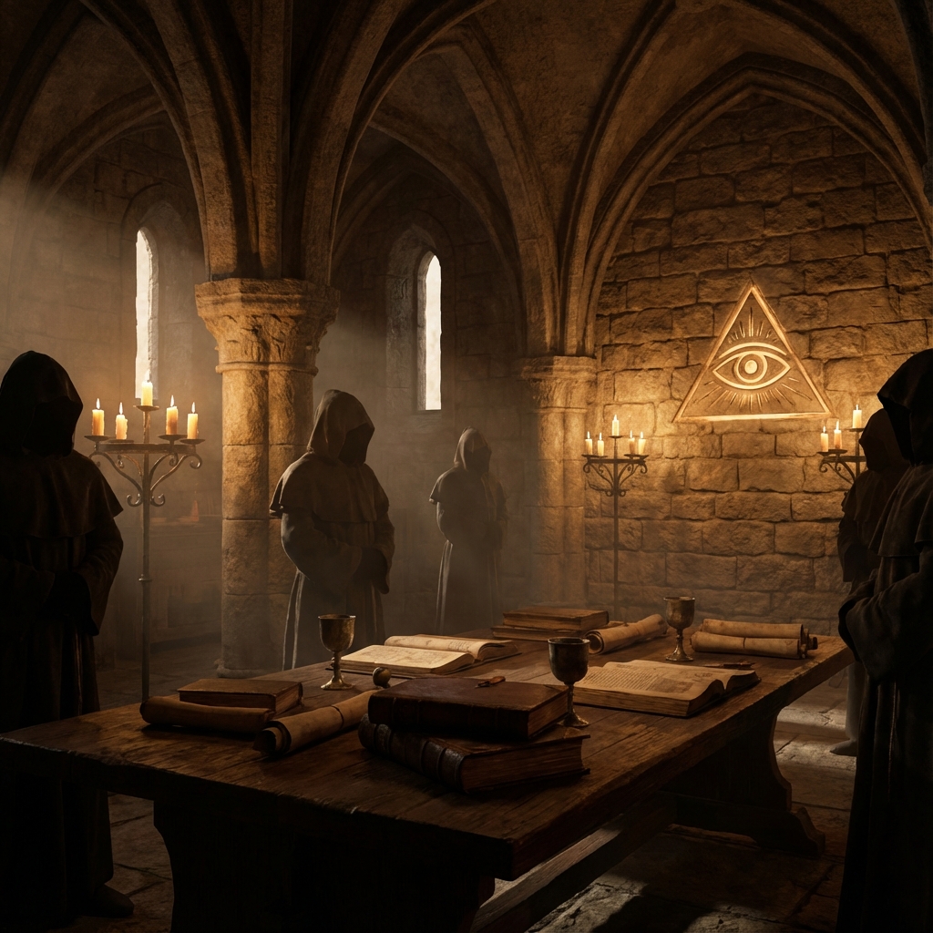 Ancient chamber with all-seeing eye